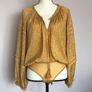 Free People Intimately All Tucks Printed Bodysuit